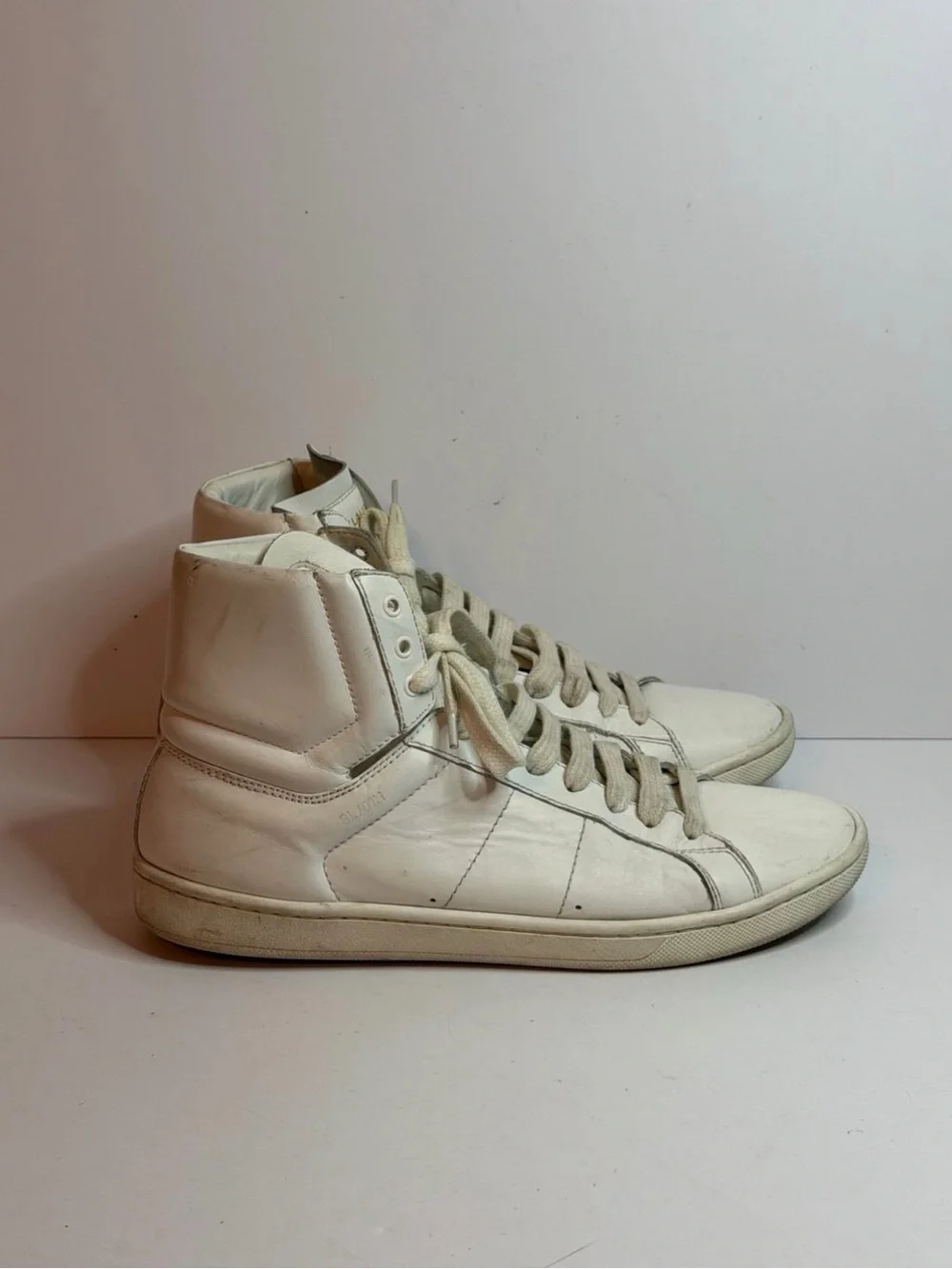 Saint Laurent SL/10H Court Classic High-top Sneakers in White Leather Size 37